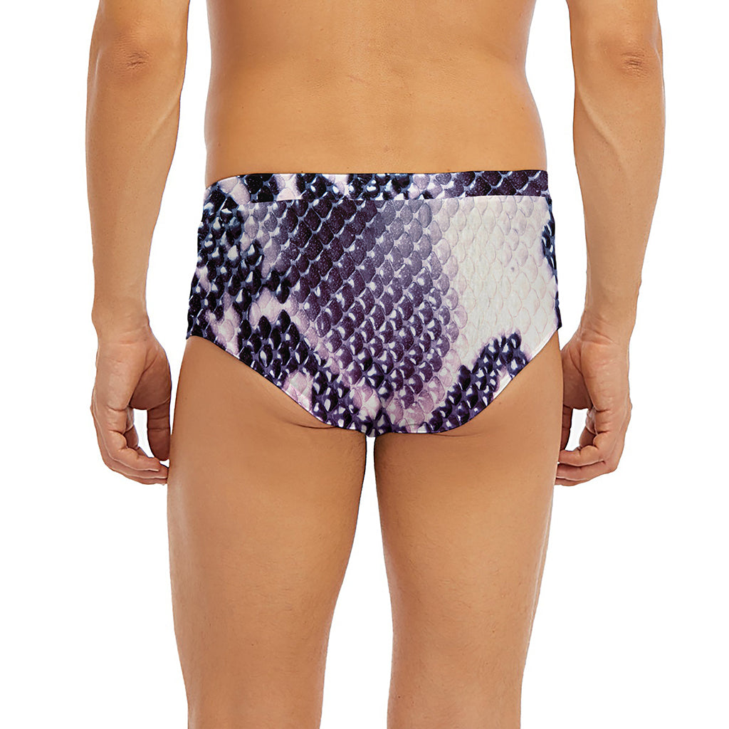 Purple And Blue Snakeskin Print Men's Briefs