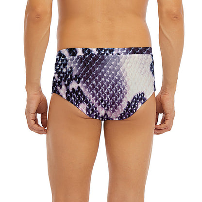 Purple And Blue Snakeskin Print Men's Briefs