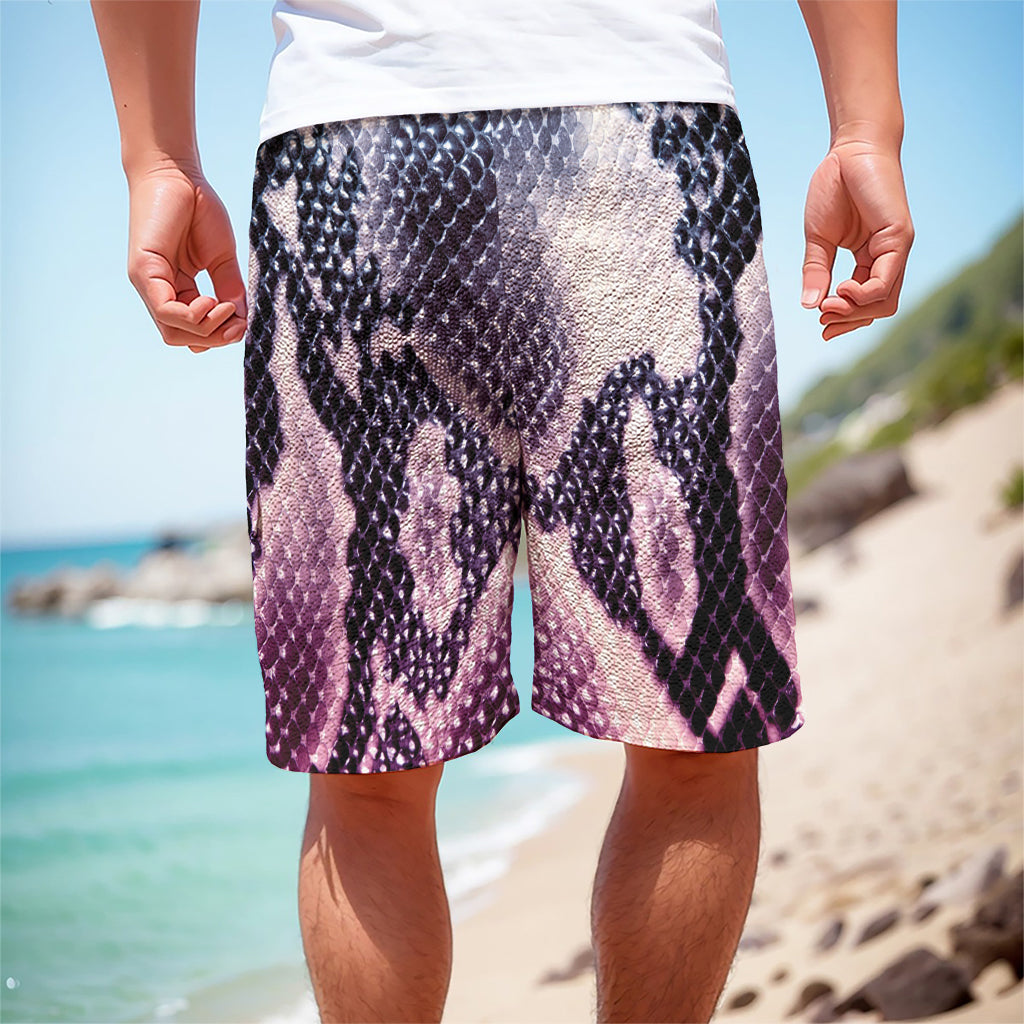 Purple And Blue Snakeskin Print Men's Cargo Shorts