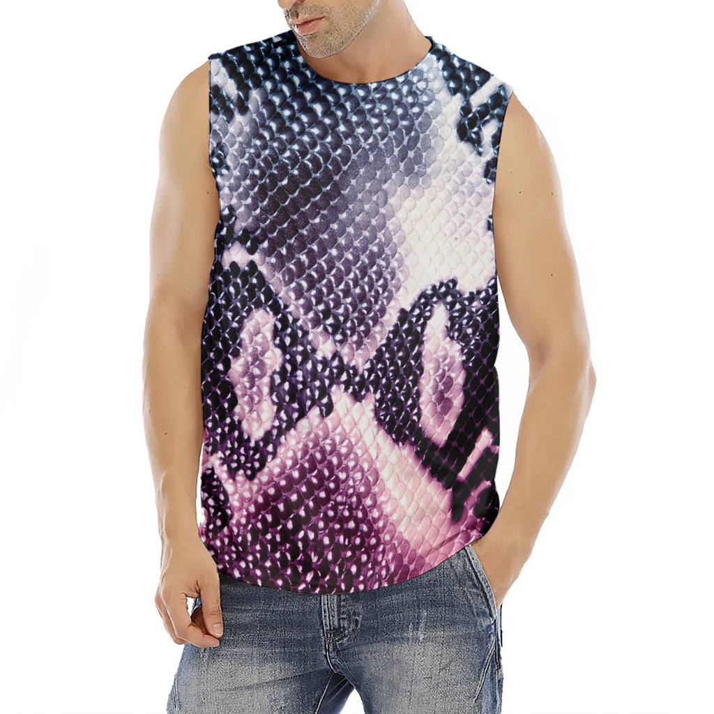 Purple And Blue Snakeskin Print Men's Fitness Tank Top