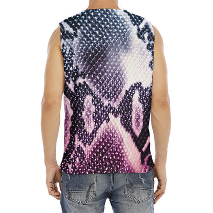 Purple And Blue Snakeskin Print Men's Fitness Tank Top