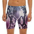 Purple And Blue Snakeskin Print Men's Long Boxer Briefs