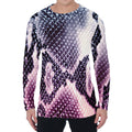 Purple And Blue Snakeskin Print Men's Long Sleeve T-Shirt