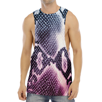 Purple And Blue Snakeskin Print Men's Muscle Tank Top