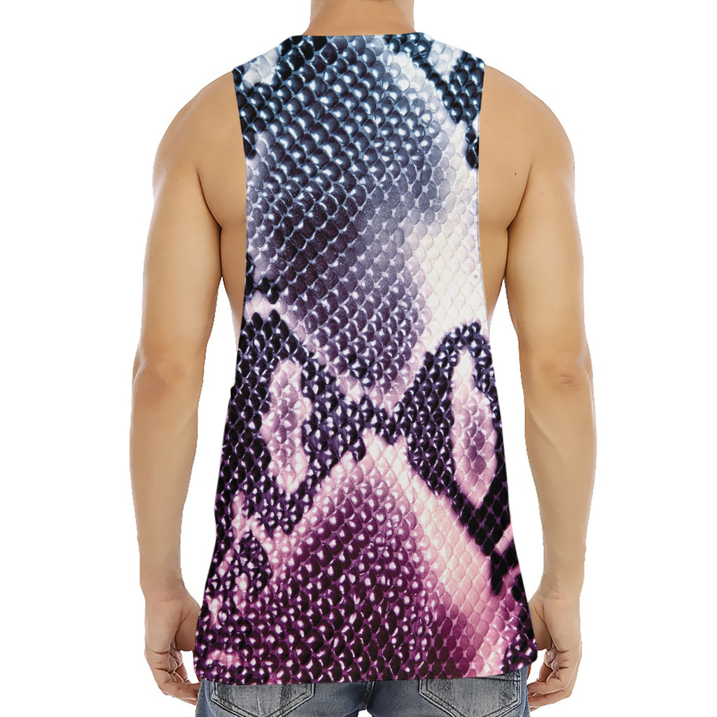 Purple And Blue Snakeskin Print Men's Muscle Tank Top