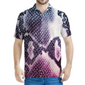 Purple And Blue Snakeskin Print Men's Polo Shirt
