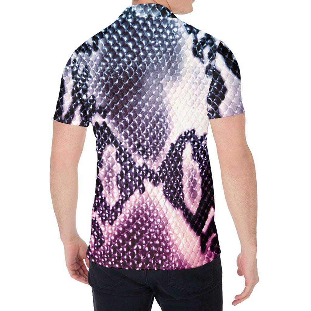 Purple And Blue Snakeskin Print Men's Shirt