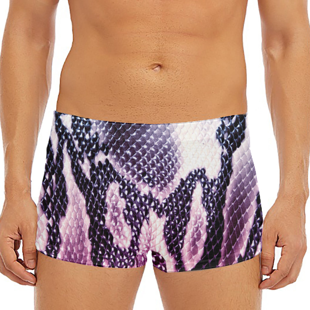 Purple And Blue Snakeskin Print Men's Short Boxer Briefs
