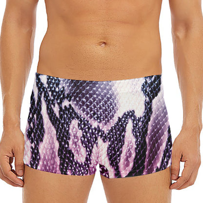 Purple And Blue Snakeskin Print Men's Short Boxer Briefs