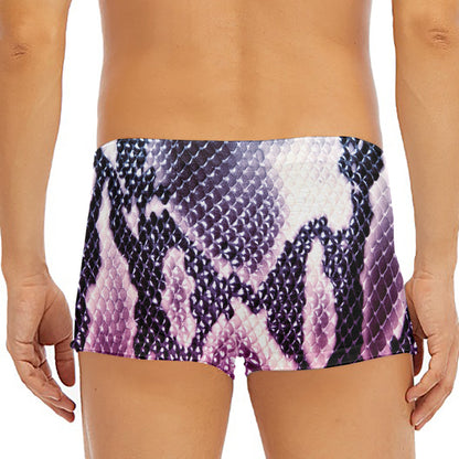 Purple And Blue Snakeskin Print Men's Short Boxer Briefs