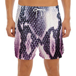 Purple And Blue Snakeskin Print Men's Split Running Shorts