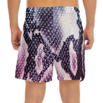Purple And Blue Snakeskin Print Men's Split Running Shorts