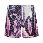Purple And Blue Snakeskin Print Men's Sports Shorts