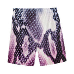 Purple And Blue Snakeskin Print Men's Sports Shorts