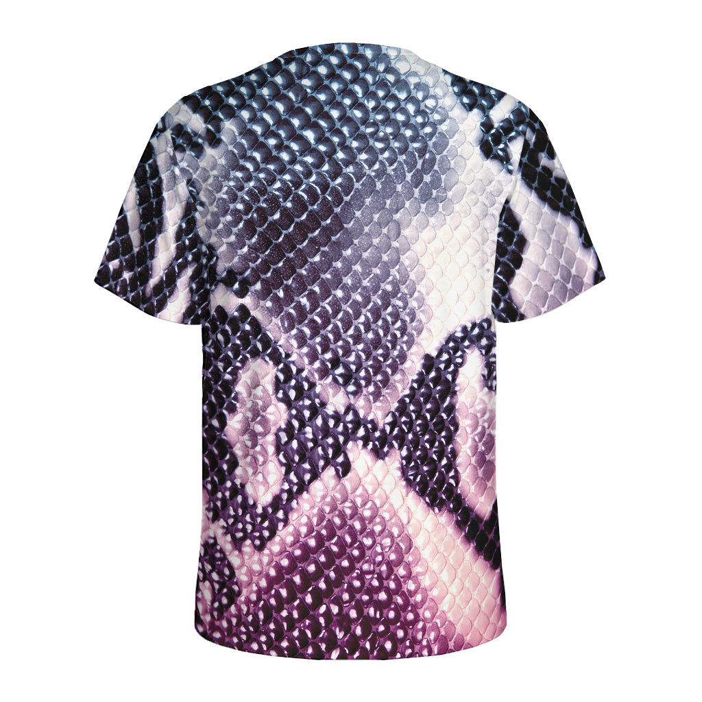 Purple And Blue Snakeskin Print Men's Sports T-Shirt