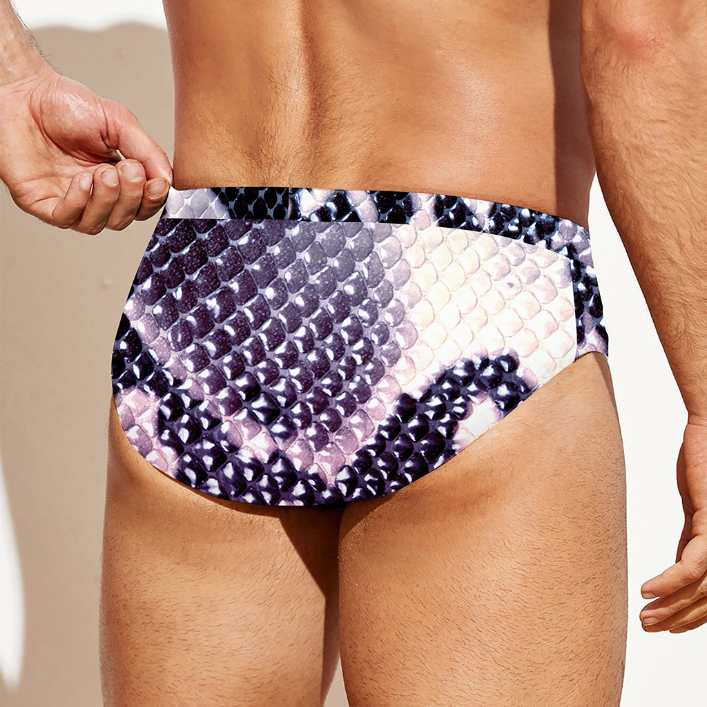 Purple And Blue Snakeskin Print Men's Swim Briefs