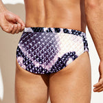 Purple And Blue Snakeskin Print Men's Swim Briefs