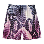 Purple And Blue Snakeskin Print Men's Swim Trunks