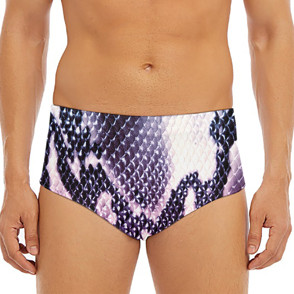 Purple And Blue Snakeskin Print Men's Triangle Swim Briefs