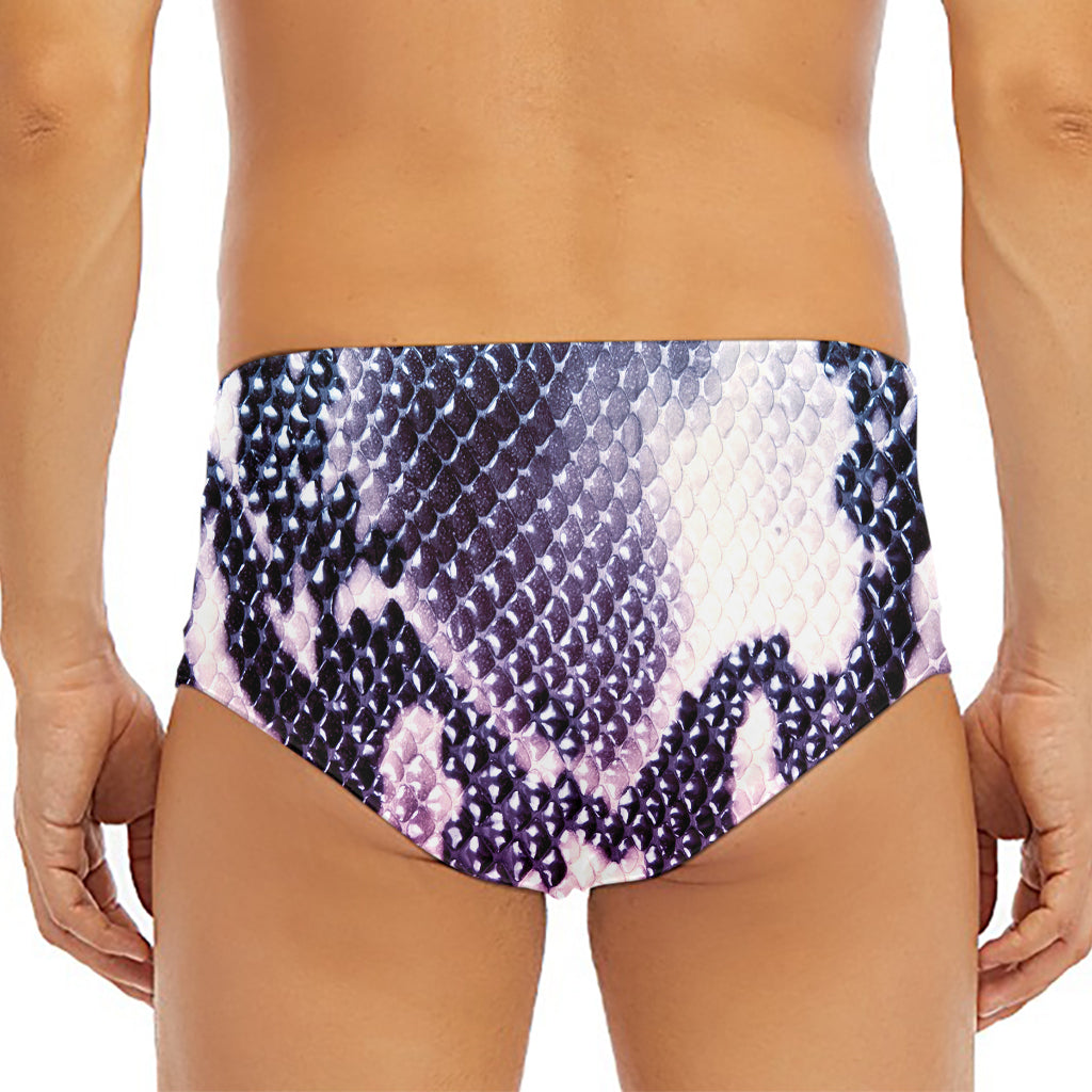Purple And Blue Snakeskin Print Men's Triangle Swim Briefs