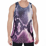 Purple And Blue Snakeskin Print Men's Velvet Tank Top
