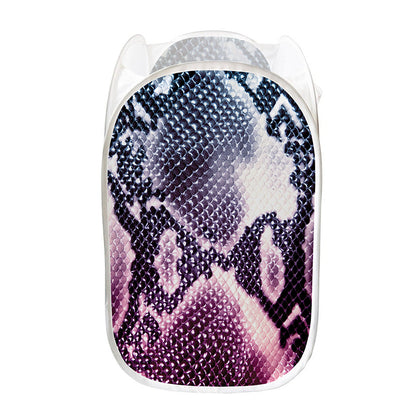 Purple And Blue Snakeskin Print Mesh Laundry Hamper