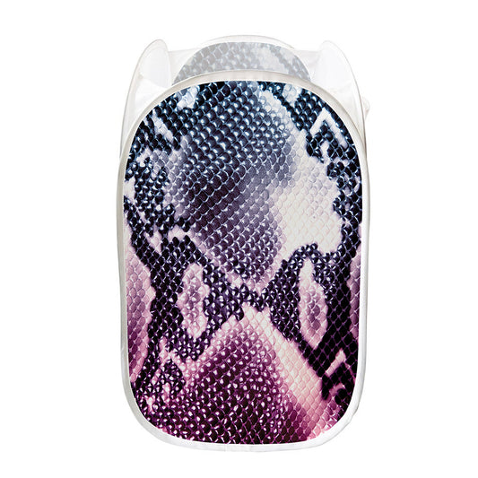 Purple And Blue Snakeskin Print Mesh Laundry Hamper