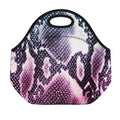 Purple And Blue Snakeskin Print Neoprene Lunch Bag