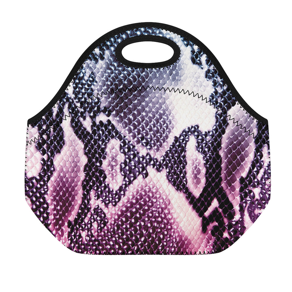 Purple And Blue Snakeskin Print Neoprene Lunch Bag