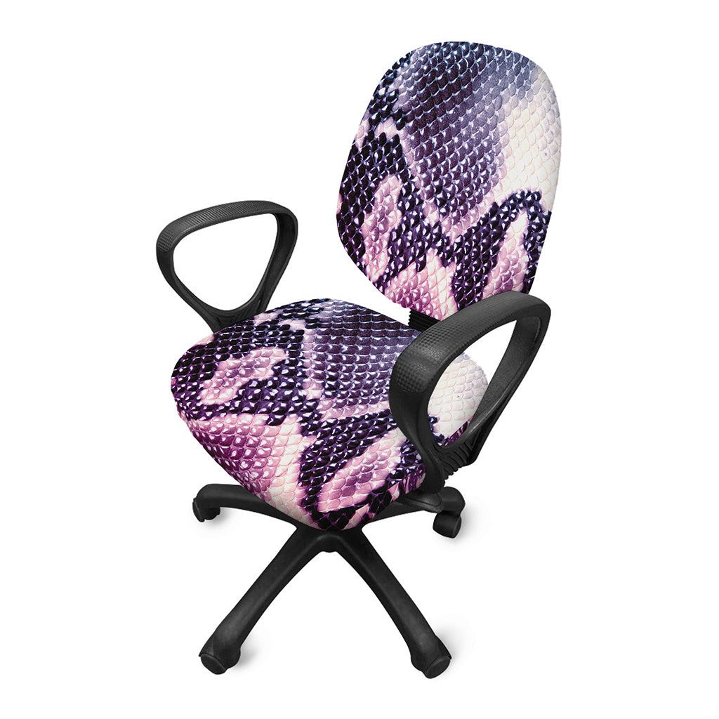 Purple And Blue Snakeskin Print Office Chair Cover
