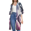 Purple And Blue Snakeskin Print Open Front Beach Cover Up