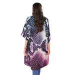 Purple And Blue Snakeskin Print Open Front Beach Cover Up