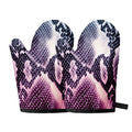 Purple And Blue Snakeskin Print Oven Mitts