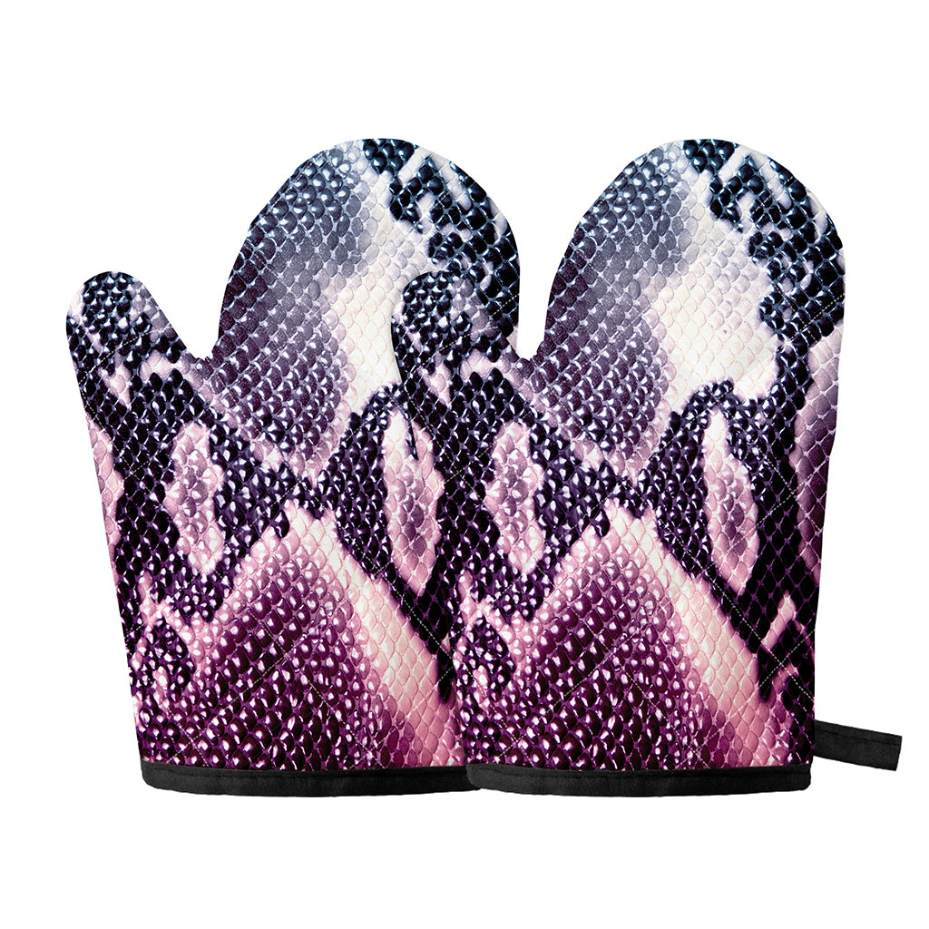 Purple And Blue Snakeskin Print Oven Mitts