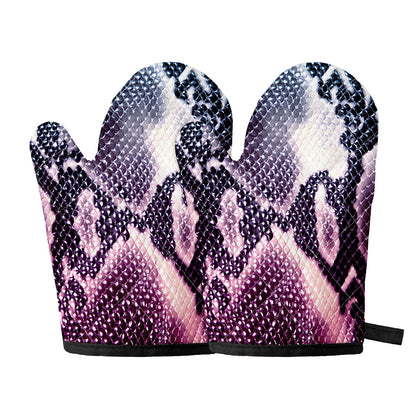 Purple And Blue Snakeskin Print Oven Mitts