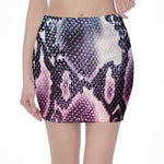 Purple And Blue Snakeskin Print Pencil Mini Skirt
