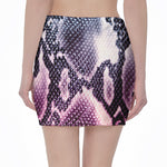 Purple And Blue Snakeskin Print Pencil Mini Skirt