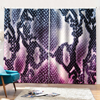 Purple And Blue Snakeskin Print Pencil Pleat Curtains