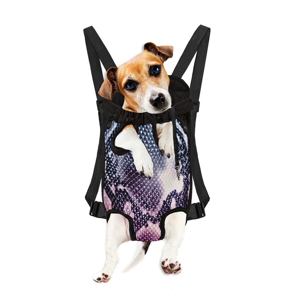 Purple And Blue Snakeskin Print Pet Carrier Backpack
