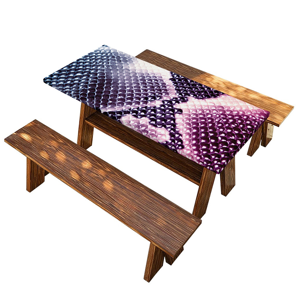 Purple And Blue Snakeskin Print Picnic Table Cover