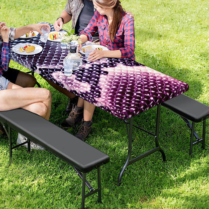 Purple And Blue Snakeskin Print Picnic Table Cover
