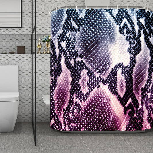 Purple And Blue Snakeskin Print Polyester Shower Curtain