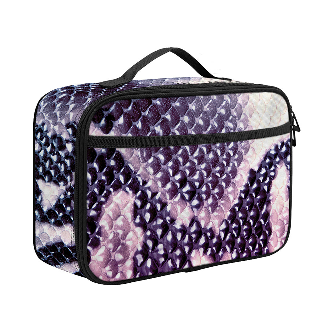 Purple And Blue Snakeskin Print Portable Lunch Bag