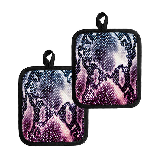 Purple And Blue Snakeskin Print Pot Holders