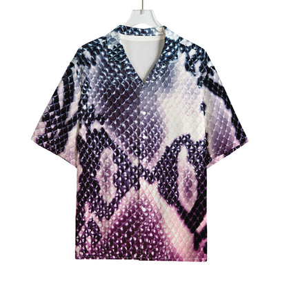 Purple And Blue Snakeskin Print Rayon Hawaiian Shirt