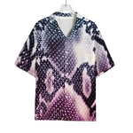 Purple And Blue Snakeskin Print Rayon Hawaiian Shirt