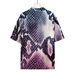 Purple And Blue Snakeskin Print Rayon Hawaiian Shirt
