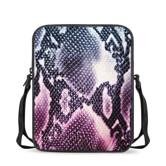 Purple And Blue Snakeskin Print Rectangular Crossbody Bag