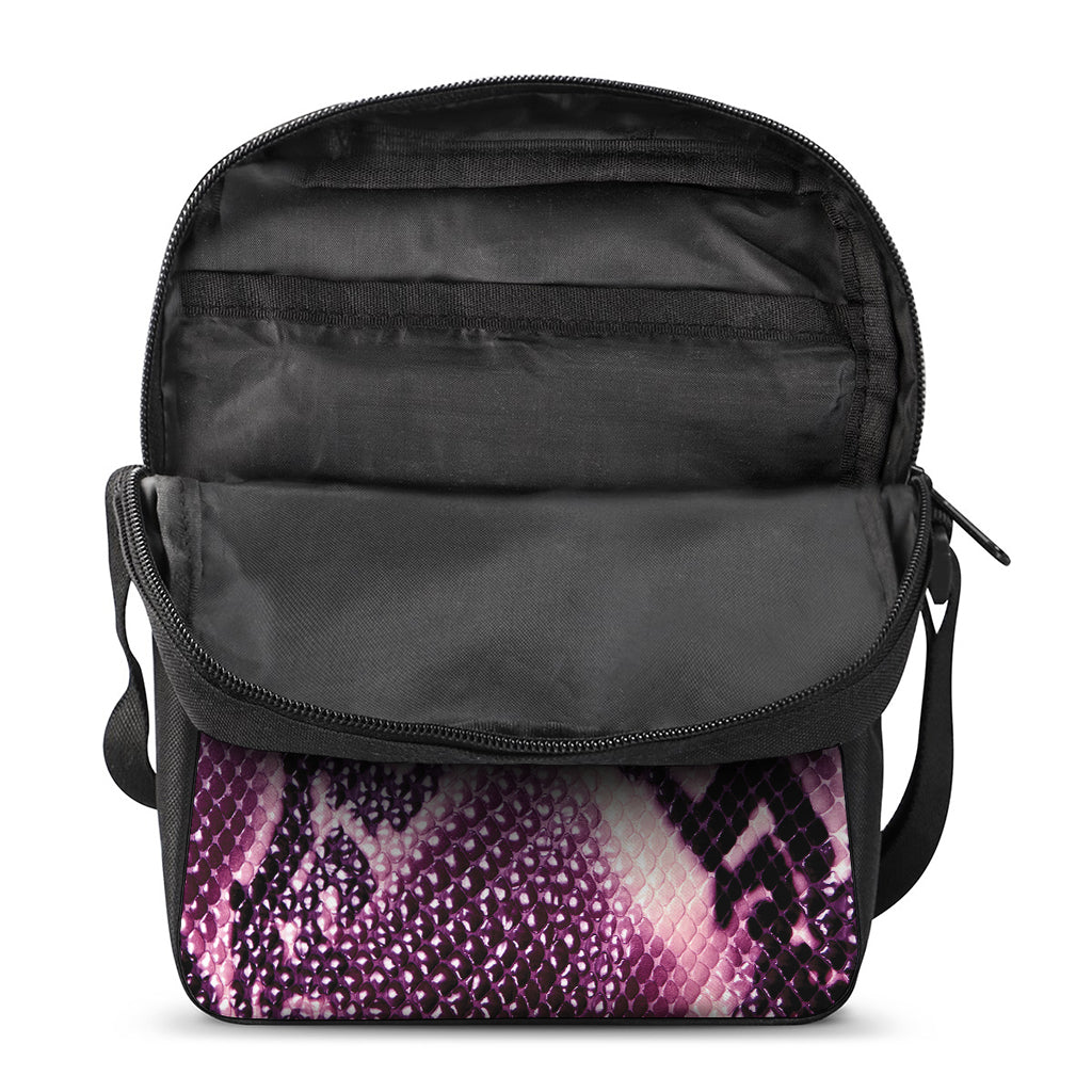 Purple And Blue Snakeskin Print Rectangular Crossbody Bag