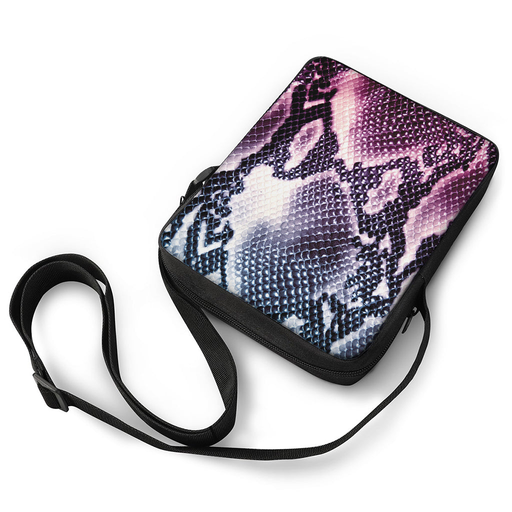 Purple And Blue Snakeskin Print Rectangular Crossbody Bag